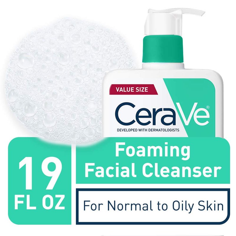 CeraVe Foaming Facial Cleanser | Makeup Remover and Daily Face Wash for Oily Skin | Paraben & Fragrance Free | 19 Fl Oz CeraVe