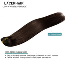 LacerHair Extensions Clip in Human Hair 22 Inch Darkest Brown
