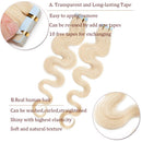 40 PCS Rooted Tape In Hair Extensions Human Hair Invisible Seamless Skin Weft Body Wave Highlight Double Side Tape Remy Human Hair Extensions Wavy For Women (14'',80g/40pcs,