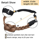 Braided Hair band Plaited Headband Elastic Stretch Wide Plaited Braids Braided Headband Synthetic Hairpiece Chunky Braided Headband Trendy Girls Women (Small-three strands braided, dark brown) S-noilite