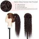 Curly Ponytail Extensions Corn Wave Pony Tails Wavy Ponytails Hair Piece With Magic Paste Fluffy Brazilian Virgin Black Ponytail Hair Clip In Pony Hair For Black Women 20"