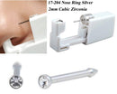 Disposable Sterile Ear Nose Piercing Kit Tool Stud Safety Portable Nose Piercing Kit (Nose Silver White) USonline911