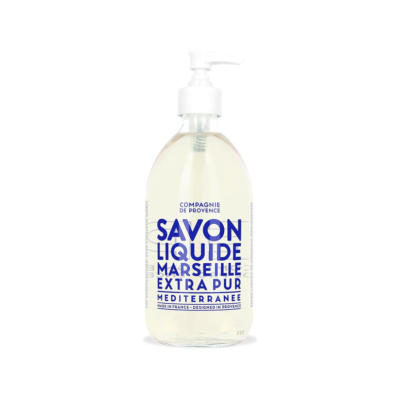 Compagnie de Provence Savon de Marseille Extra Pure Liquid Soap - Mediterranean Sea - 16.7 Fl Oz Glass Pump Bottle Infinity Warehouse