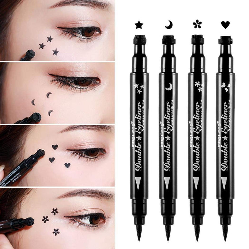 Pinkiou Eyeliner Pen with Eye Makeup Stamp Waterproof Double Sided Long Lasting Seal Eyeliner (4 in 1) Pinkiou