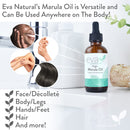 Organic Marula Oil for Face and Hair, 100% Virgin Moisturizing Beauty Oil - Cold Pressed, Natural Anti-Aging Formula - Non-greasy, Unrefined, Rich in Omegas & Antioxidants - 2oz. Eva Naturals