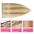 100% Real Hair Extensions Clip in Remy Human Hair Highlight 24 Inch 60g Thin One-piece 5 Clips Long Straight Hair Extensions for Women Wide Weft Silky Balayage