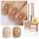 Double Rhythm Translucent Gel Polish Sheer Neutral Natural Light Milky Same Color Same Bottle 15ML Jelly UV Polish Nail Art DIY at Home (Jelly Nude Brown-A1492) Infinity Warehouse