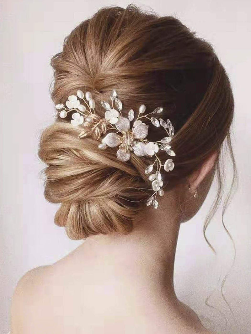 Yean Flower Bride Wedding Hair Comb Silver Leaf Bridal Hair Piece Crystal Hair Accessories for Women and Girls Yean