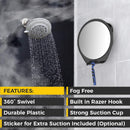 HoneyBull Shower Mirror for Shaving Fogless with Suction, Razor Holder & Swivel (Black) HONEYBULL Store