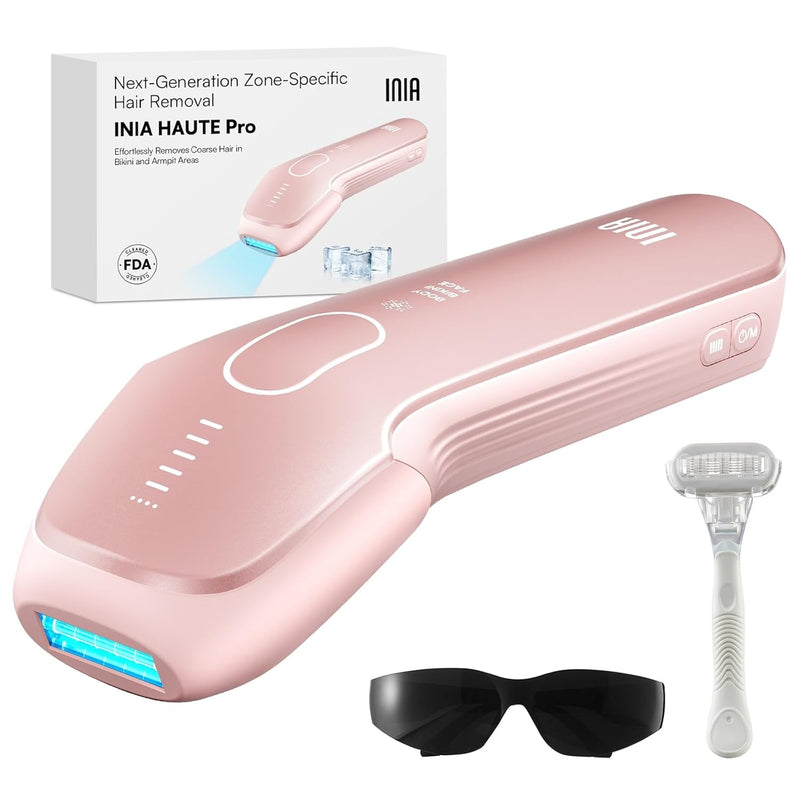 INIA Laser Hair Removal with Ice-Cooling Care for Women and Men, HAUTE Pro Painless at-Home IPL Hair Remover for Coarse Hair in Bikini All Body Areas, Latest Generation for Effective Results (Pink) Infinity Warehouse