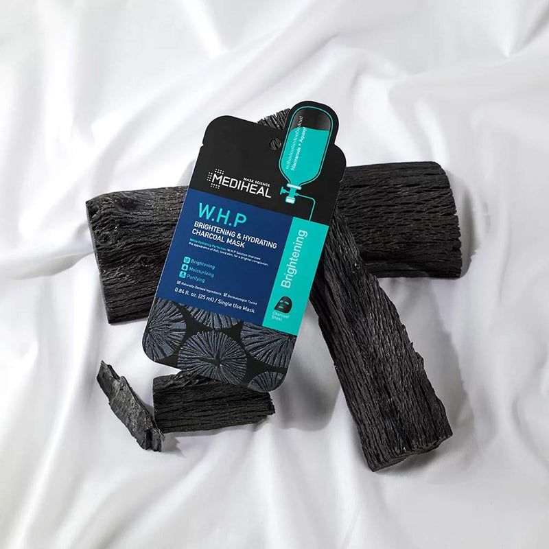 MEDIHEAL Official [Korea's No 1 Sheet Mask] - 5 Pack W.H.P Hydrating Charcoal Mask / Super Moisturizing & Brightening Facial Mask, Premium Charcoal Bamboo Sheet Mediheal