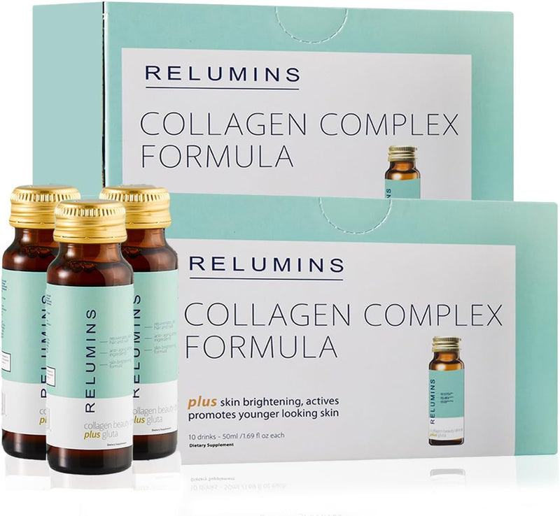 Relumins Advance Rejuvenating Collagen Beauty Drink with Glutathione, Hyaluronic, CoQ10, EGCG, Resveratrol & More - Fight Signs of Aging with All-Natural Ingredients - Apple Flavor- Ten 50mL Drinks Infinity Warehouse