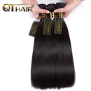QTHAIR 12A Grade Brazilian Straight Hair 3 Bundles With Frontal Closure(16 18 20+16Frontal) 13x4 Ear to Ear Lace Frontal 100% Unprocessed Virgin Human Hair Natural Color QTHAIR Store