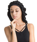 Satin Silk Bonnet Sleep Cap - Black Soft Extra Large Wide Band S Women Night Hat For Long Curly Natural Hair Cap Salon Silk Scarf Chemo Patient Slouch Slouchy, Christmas Santa Day Gifts For Women Enjoy Holiday 1981