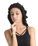 Satin Silk Bonnet Sleep Cap - Black Soft Extra Large Wide Band S Women Night Hat For Long Curly Natural Hair Cap Salon Silk Scarf Chemo Patient Slouch Slouchy, Christmas Santa Day Gifts For Women Enjoy Holiday 1981