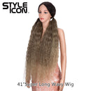 Style Icon 41" Lace Front Wigs Long Wavy Synthetic Wigs with Baby Hair Half Hand Tied 130% Density Wigs (41", TAT4/10/16A) Style Icon Store