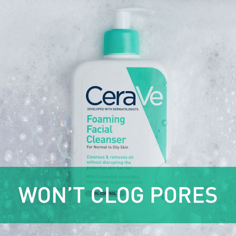 CeraVe Foaming Facial Cleanser | Makeup Remover and Daily Face Wash for Oily Skin | Paraben & Fragrance Free | 19 Fl Oz CeraVe