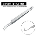 Metaleks Volume Eyelash Extension Tweezers Soft In Use Light In Weight Matt Finish Stainless Steel Curved Tip for 2D - 5D - Sterilizable metaleks