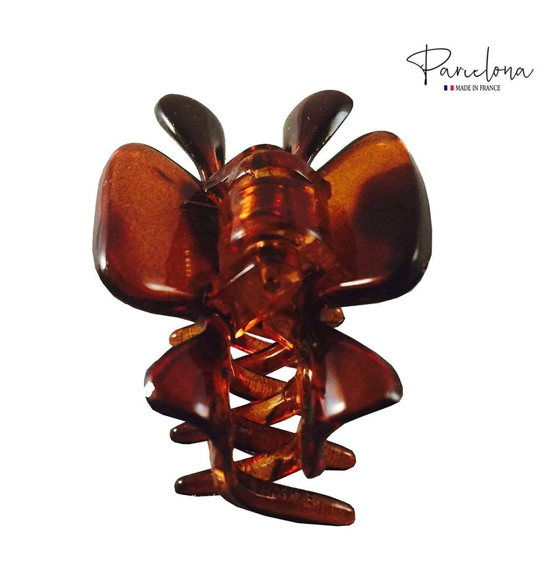 Parcelona French Classic Tortoise Shell Brown Very Small 1 1/2" Claw Clips with Tight Spring Set of 3 Girls Hair Jaw Claw Clips Durable Styling Paris Hair Accessories for Women No Slip, Made in France Parcelona