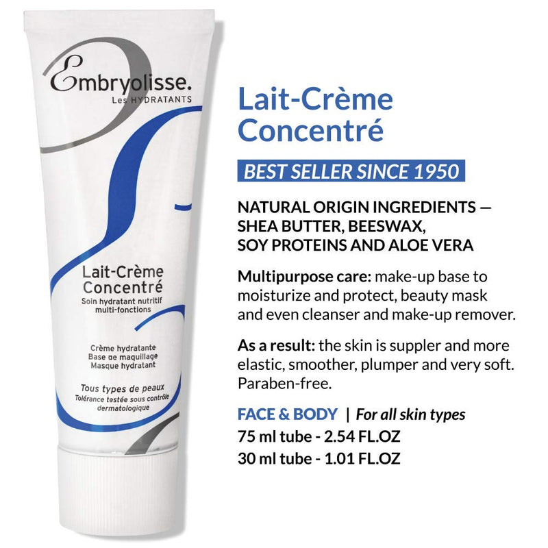 Embryolisse Lait-Crème Concentré, Face Cream & Makeup Primer - Cream for Daily Skincare - Face Moisturizers for All Skin Types (2.54 Fl Oz (Pack of 1)) Embryolisse