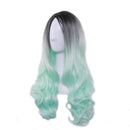 23" Natural Full Wigs Hair Long Wavy Wig Synthetic Heat Resistant (Ombre Green) Rswsp
