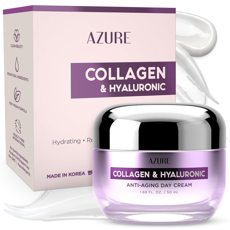 Azure Dermatologist Tested 24K Gold & Collagen Face Moisturizer - K Beauty Anti-Aging Face Cream for Firming & Skin Tightening Face Cream - Korean Skincare - All Skin Type 1.69 fl oz Infinity Warehouse