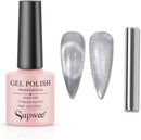 Supwee 10ml Silver Cat Eye Gel Nail Polish Universal Bright Glitter Cat Eye Gel Magnetic Nail Polish Gel Art Manicure DIY at Home Soak Off UV Gel with Magnet(Cat Eye) SUPWEE