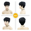 VCK Short Pixie Wigs for Black Women Human Hair Wigs Short Layered Cut Wigs with Bangs 1B Color VCK