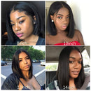 Short Straight Bob Wigs Brazilian Human Hair Lace Front Wigs for Black Women (14inch) 13x4 Lace Front Wigs 150% Density Pre Plucked with Baby Hair Royal Lady