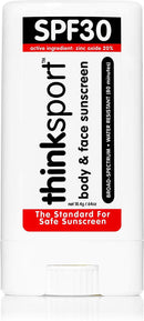Thinksport SPF 30 Face & Body Mineral Sunscreen Stick – Safe, Natural, Water Resistant Sun Cream – Vegan, Reef Friendly UVA/UVB Sun Protection for Sports & Active Use, 0.64oz Thinksport