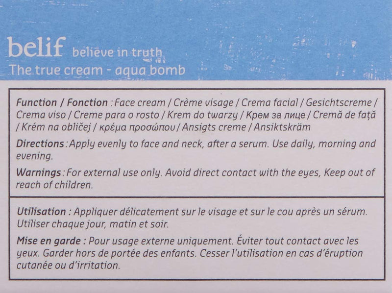 Belif the True Cream Aqua Bomb | Moisturizer for Combination to Oily Skin | Face Cream, Hydration, Clean Beauty belif