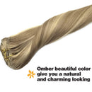 GOO GOO Clip in Hair Extensions Ombre Light Blonde Highlighted Golden Blonde 14 inch 7pcs 120g Remy Clip in Human Hair Extensions Thick Straight Real Hair Extensions GOO GOO Store