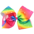 Boutique Large Big Grosgrain Ribbon Glitter Rhinestones Rainbow Bow Alligator Hair Clips for Girls,Teens CELLOT