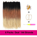 Ombre Box Braids Crochet Hair 24 Inch Medium box braid 3X Box Braid Pre-Looped Crotchet Box Braids Kanekalon Synthetic Hair Extension (24 Inch ,Black-Brown-Beige) Themis Collection
