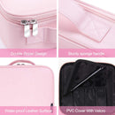 VASKER Makeup Case Travel Makeup Bags Organizer for Women Professional Leather Cosmetic Bag Train Case Box Storage Pink Portable Brush Holder with Adjustable Divider Gift for Girl Women VASKER Store