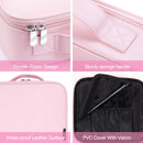 Makeup Organizer VASKER Makeup Case Travel Makeup Bags Organizer for Women Professional Leather Cosmetic Bag Train Case Box Storage Pink Portable Brush Holder with Adjustable Divider Gift for Women VASKER