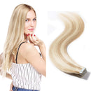 Tape in Hair Extensions 100% Remy Human Hair Double Side Tape Seamless Skin Weft Rooted Natural Hair for Women 20pcs Long Straight Balayage(20 inch 60g,