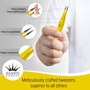 Surgical Tweezers for Ingrown Hair - Precision Sharp Needle Nose Pointed Tweezers for Splinters, Ticks & Glass Removal - Best for Eyebrow Hair, Facial Hair Removal (Black & Yellow) Majestic Bombay