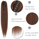 100% Remy Human Hair Ponytail Extension One Piece Claw/Jaw Clip Ponytail Hairpiece Clip In Pony Tail Extensions For Girl Lady Women Long Straight
