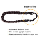 Braided Hair band Plaited Headband Elastic Stretch Wide Plaited Braids Braided Headband Synthetic Hairpiece Chunky Braided Headband Trendy Girls Women (Small-three strands braided, dark brown) S-noilite Store