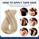 Fshine Tape In Hair Extensions 16 Inch Invisible PU Tape In Hair Color 16 Highlighted 22 Blonde Tape On Hair Extensions 20Pcs Soft And Silky Tape In Hair 50 Grams Seamless Tape In Hair Fshine Store