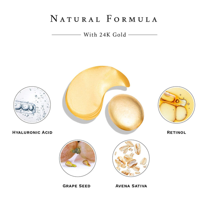 MATKAS Gold Under Eye Patches - 0.3% Pure Retinol + Hyaluronic Acid + Collagen for Dark Circles, Wrinkles, and Puffy Eyes, Under Eye Mask Puffiness Treatment for Women, Under Eye Gel Pads, Bag Patch MATKAS