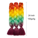 Jumbo Braiding Hair Ombre 24 inch Jumbo Braid Hair Extensions Rainbow Jumbo Box Braids Crochet Hair Long for Women Kids DIY High Temperature Synthetic Fiber 4 Tones Orange+Yellow+Green+Red 5 Bundles Benehair