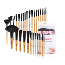 Make Up Brushes, Professional Burlywood Makeup Brush Kits Comfortable Fiber Hair 32 Piece Eye Shadow Eyebrow Kabuki Foundation Brush Rolling Bag Included Daxstar