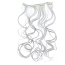 SWACC 7 Pcs Full Head Party Highlights Clip on in Hair Extensions Colored Hair Streak Synthetic Hairpieces (20-Inch Curly, Silver) SWACC