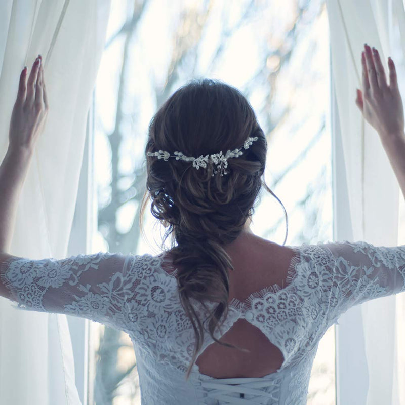MA STRAP Handmade Crystal Rhinestones Headband Floral Headpiece Wedding Bridal Hair Accessories MA STRAP