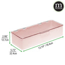 mDesign Long Plastic Cosmetic Storage Organizer Box Containers with Hinged Lid for Bedroom, Bathroom Vanity Shelf or Cabinet, Holds Masks, Palettes, Lotion, or Nail Polish, 2 Pack - Light Pink/Clear mDesign