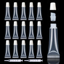 50PCS 10ml Lip Gloss Tubes Clear Empty Lip Balm Containers with White Cap Refillable Soft Cosmetic Squeeze Tubes for Lip Gloss Base Glitter Pigment Powder 2 Syringes + Tag Labels Stickers by AMORIX AMORIX