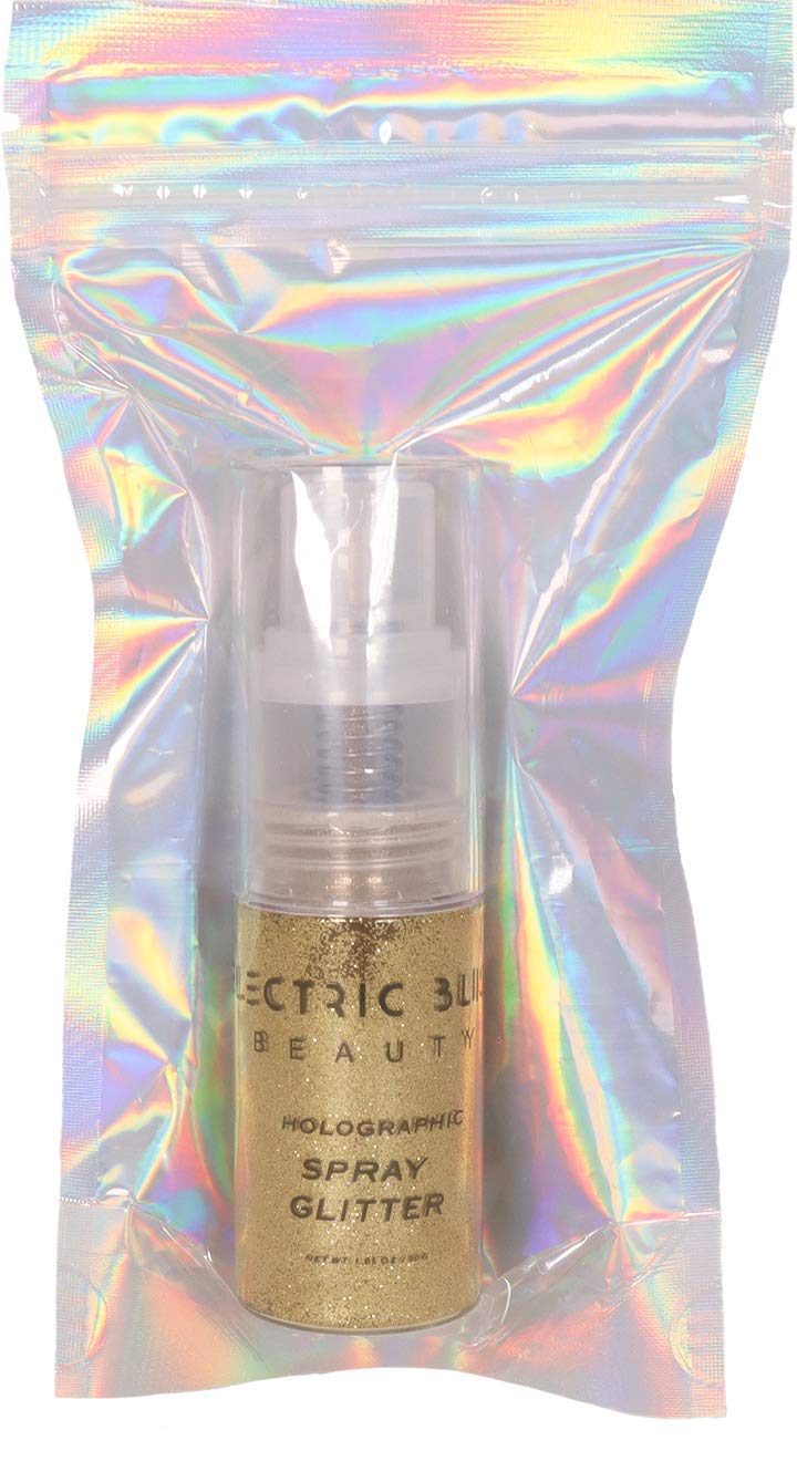 30 Grams Loose Glitter Spray - Holographic Glitter Spray - Cosmetic Grade - Makeup Face Body Nail Festival Rave Beauty Craft (Gold) Electric Bliss Beauty