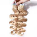 22 Inch Tape in Human Hair Extensions Wavy Thin Long Hair 100g 40pcs/pack Seamless Skin Weft Glue in Body Wave Human Hairpieces with Invisible Double Sided Tape
